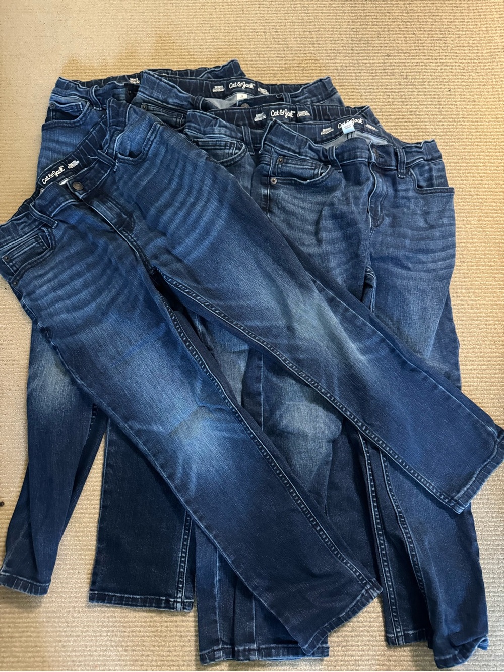 BULK! Cat & Jack Dark Blue Skinny Stretch Jeans, Elastic waist - Lot of 5